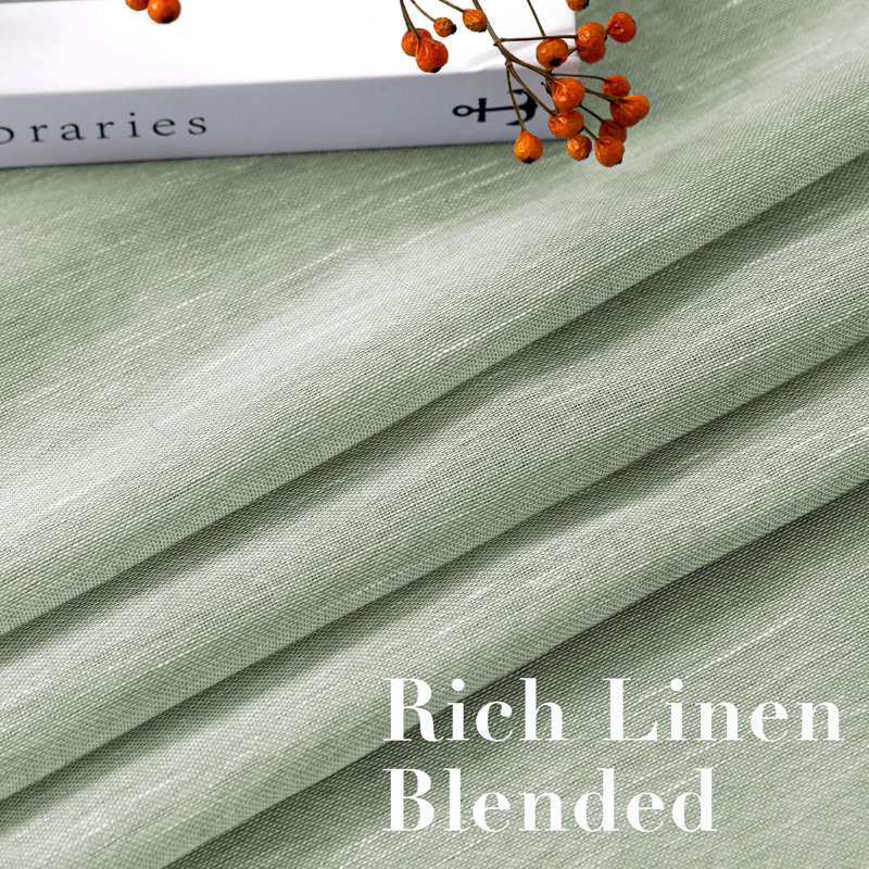 Linen Blended Textured Semi-Sheer Grommet Curtains - 37"/52" Widths Semi-Private & Light-Filtering Linen-Style Panels for Bedroom 