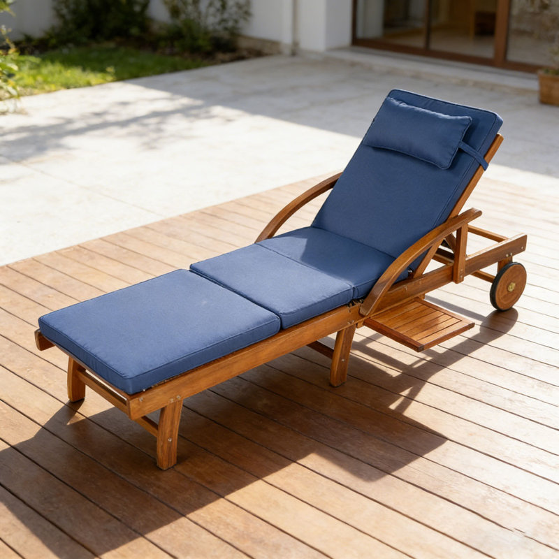 77.5" Outdoor Lounge Chairs, Navy Blue, 1
