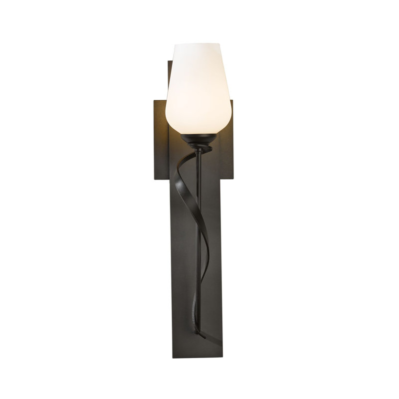 Flora 1 - Light Armed Sconce, Dark Smoke, Opal White