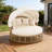 Outdoor Patio Rattan Round Daybed with Retractable Canopy