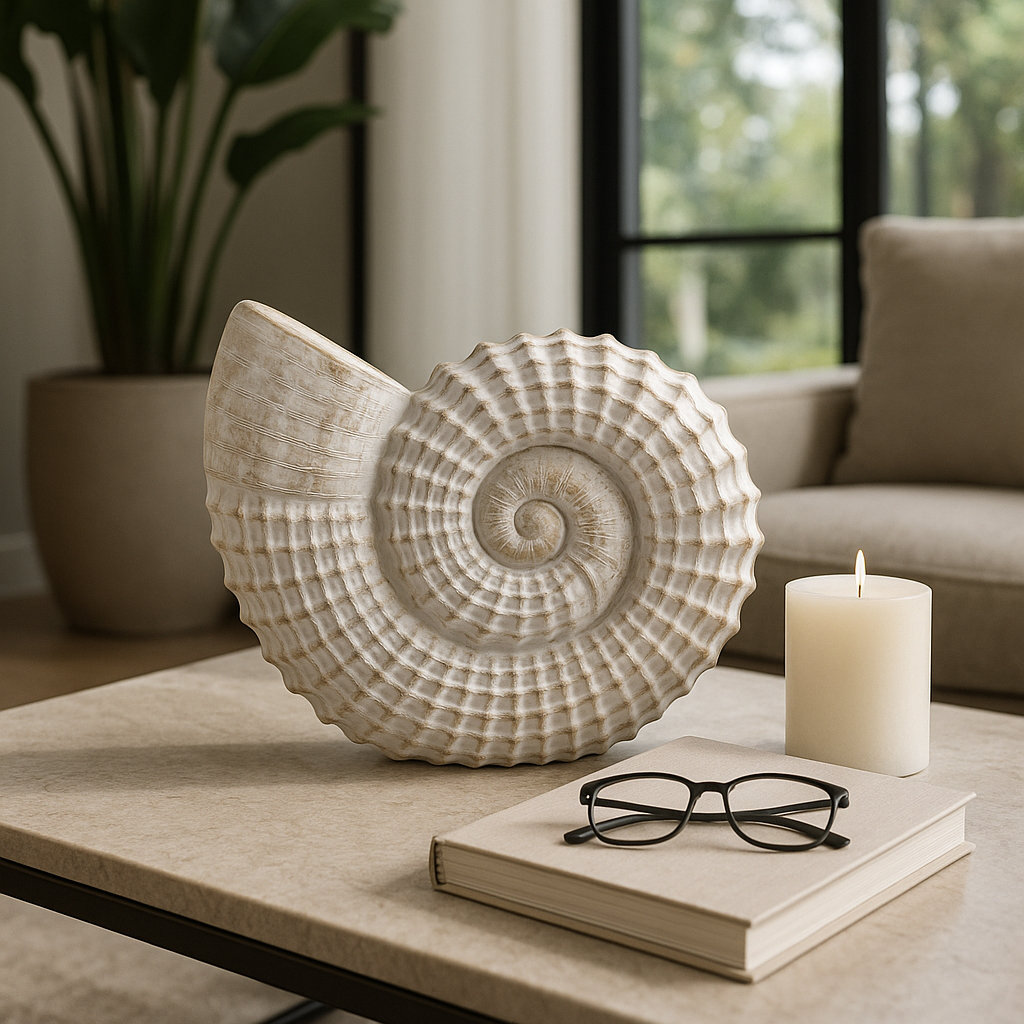 Trish Ceramic Shell Sculpture, 11" H x 12" W x 4" D