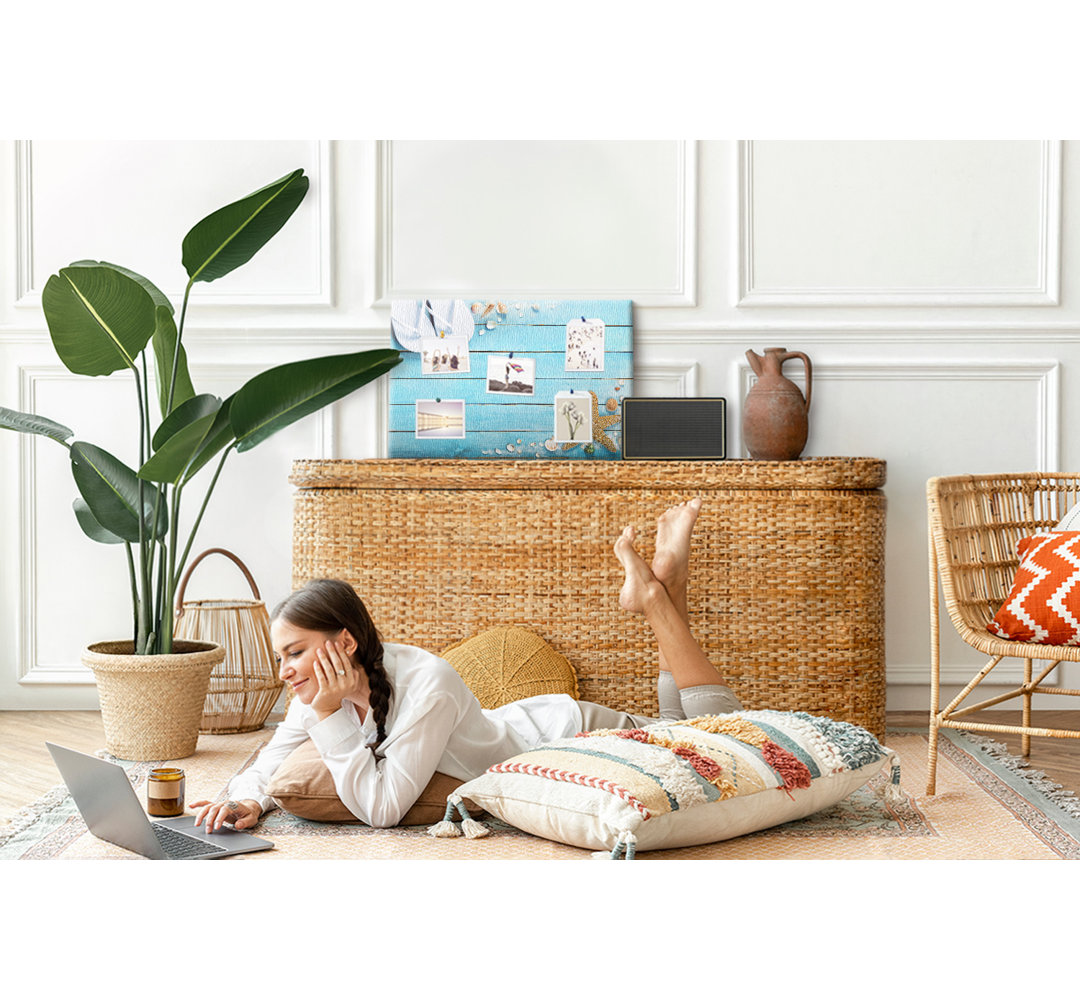 Wall Mounted bulletin board print wall art notice boards for office corkboard Seasheels on wood