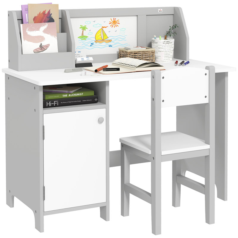 Ensemble de bureau et de chaise pour tout-petits avec tableau blanc et rangement, idéal pour l'apprentissage créatif et l'organisation des enfants