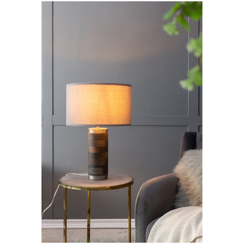 16x16x23.5" Gray and Silver Brushed Table Lamp (Lamp Shade Assembly Required)