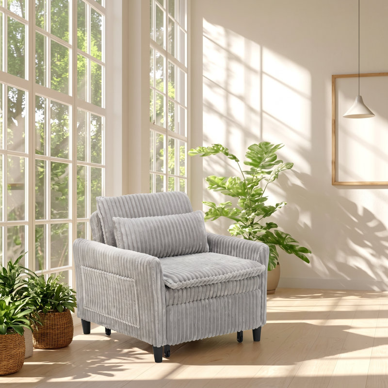 Canapé d'appoint 1 tiroir en velours côtelé l 33,07 po x P 33,07 po JZR, Gray