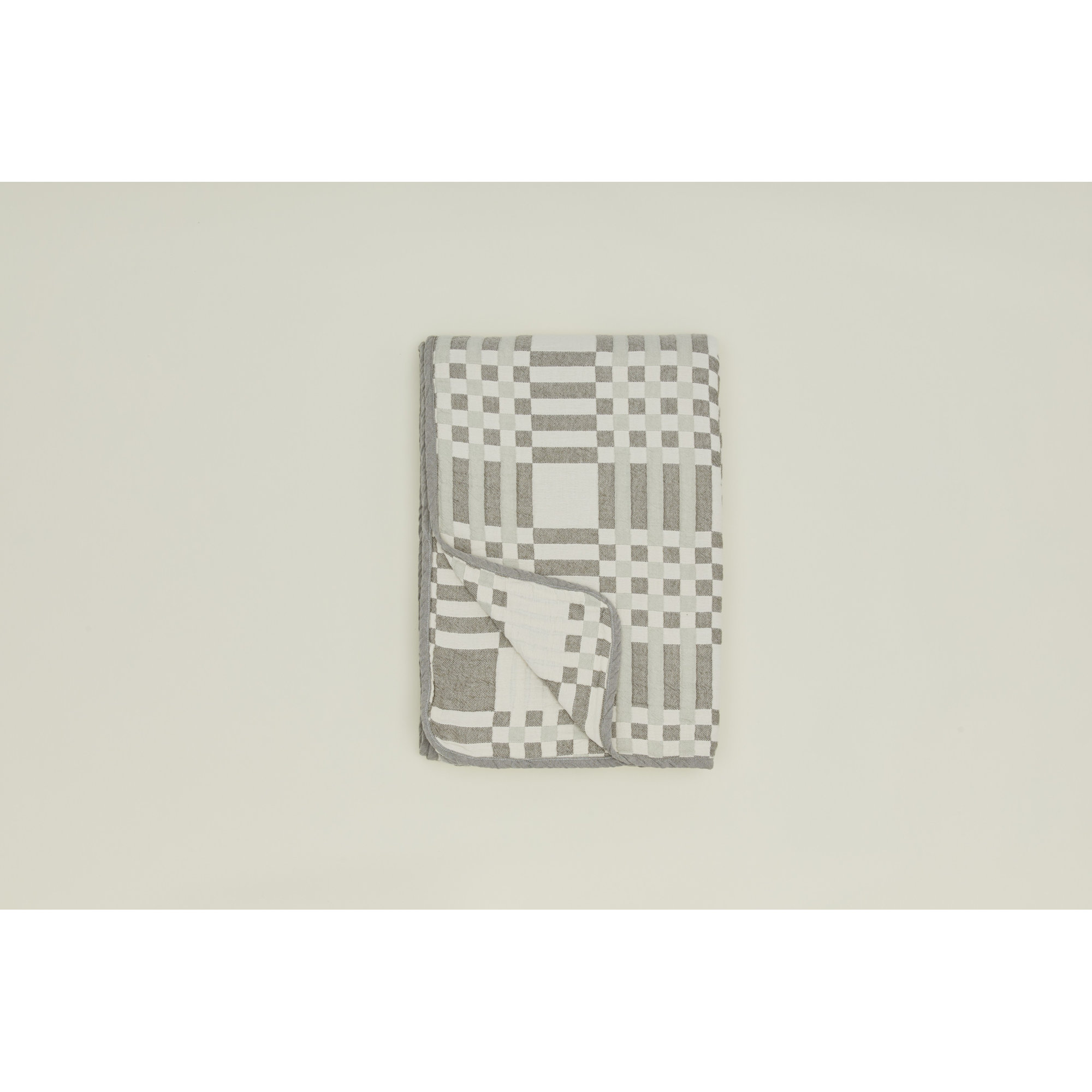Simple Plaid Cotton Jacquard Throw Blanket, Olive/Sage, Queen