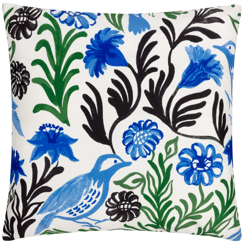 Aljento Indoor / Outdoor Floral Blue Square Throw Cushion