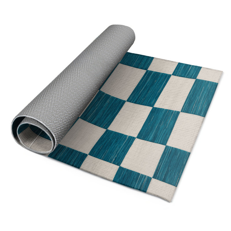 Tapis d'intérieur et d'extérieur à carreaux beige, Rectangle 9 pi x 12 pi