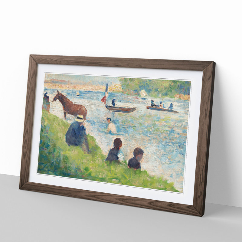 Study of Bathers Vol.1 by Georges Seurat - Picture Frame Painting, 27cm H x 36cm W x 2cm D, Walnut Framed