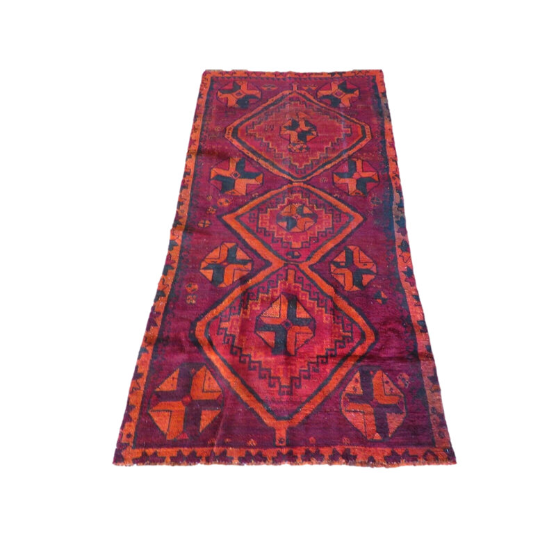 Tapis oriental turc rétro noué à la main 3 pi 2 po x 6 pi 8 po 61CCA53C076143DC873B607697C9C44E
