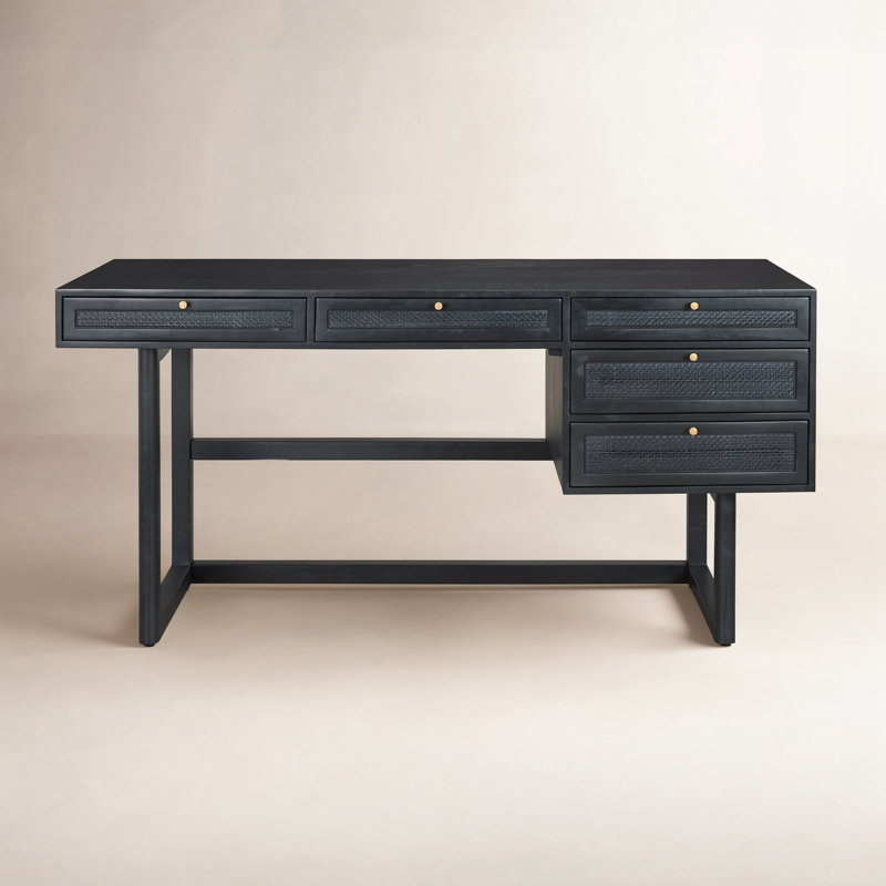 Solid Wood Writing Desk, Black