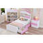 Ensemble de chambre à coucher 3 pièces, lit simple en bois en forme de maison avec tiroirs de rangement, table de chevet à motif de blocs de couleurs et support de rangement en forme de maison-80550962