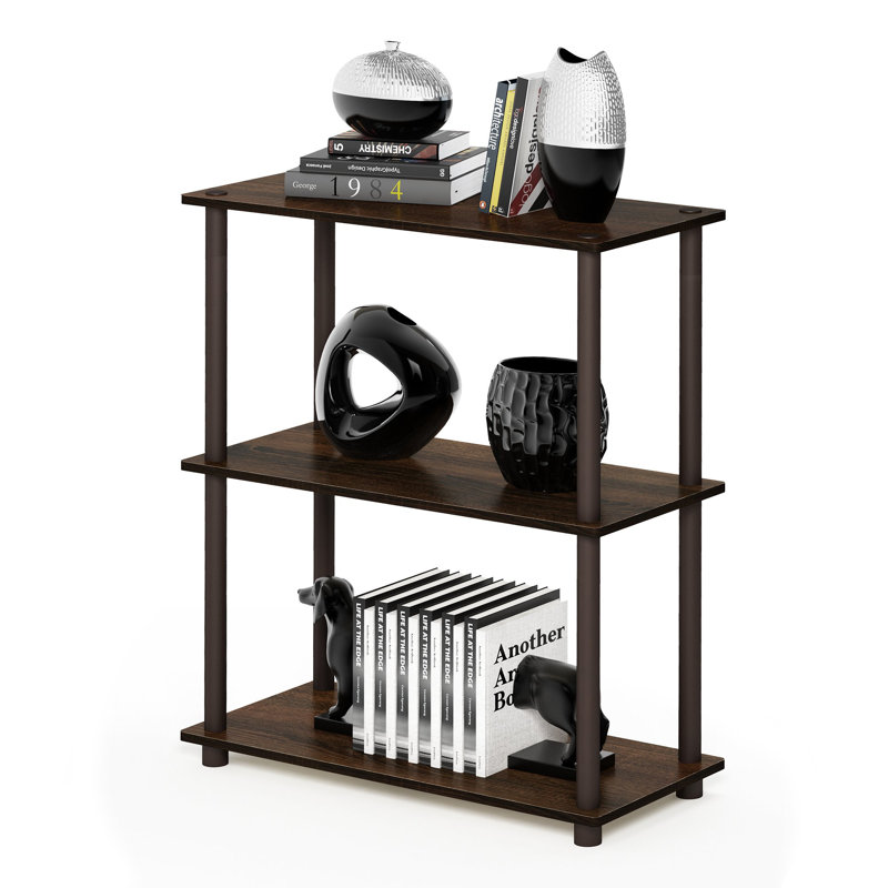 Étagère compacte à 3 niveaux avec support rond, Noyer/brun, H 29,5 po x l 23,6 po x P 11,4 po