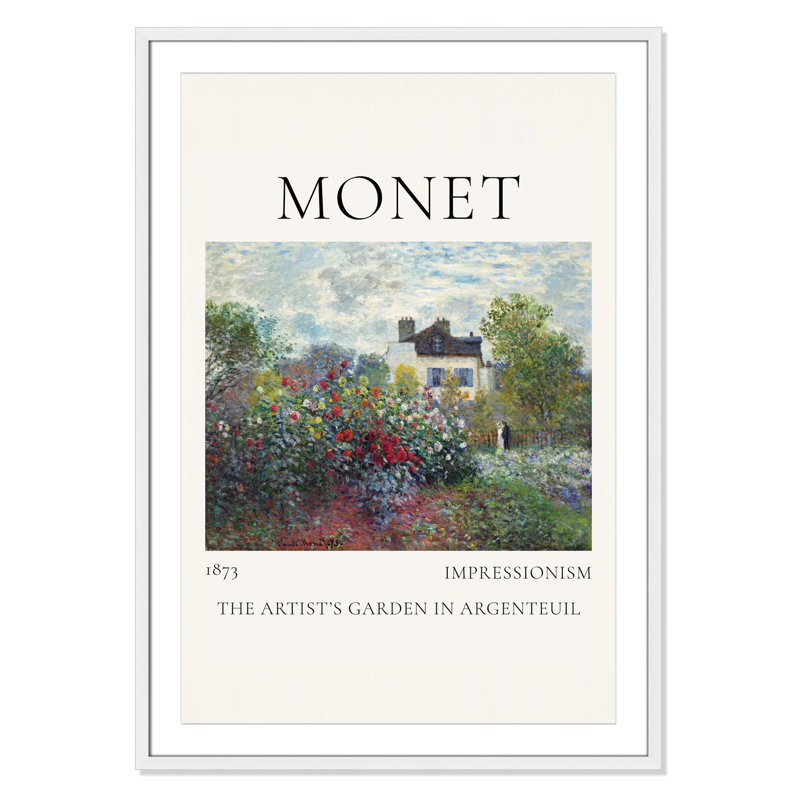 Artists Garden in Argenteuil Print by Claude Monet, Yes, 41.5" H x 29.5" W x 1.25" D, White Single Picture Frame