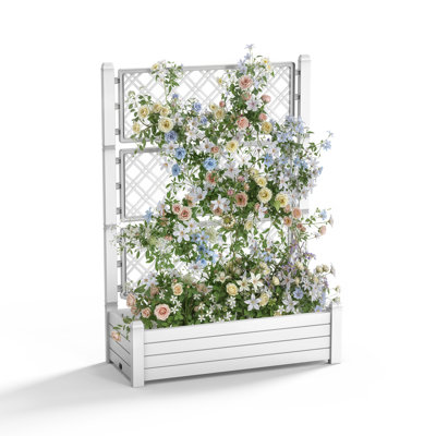 Resin Planter Box With Trellis(Ashen)