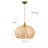 1-Light Modern Coastal Beige Pendant Light 20 in. Natural Rattan Airy Shade in Brass Finish