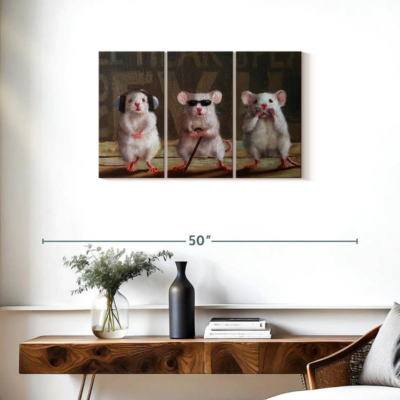 Ketti Three Wise Mice, 20" H x 33" W
