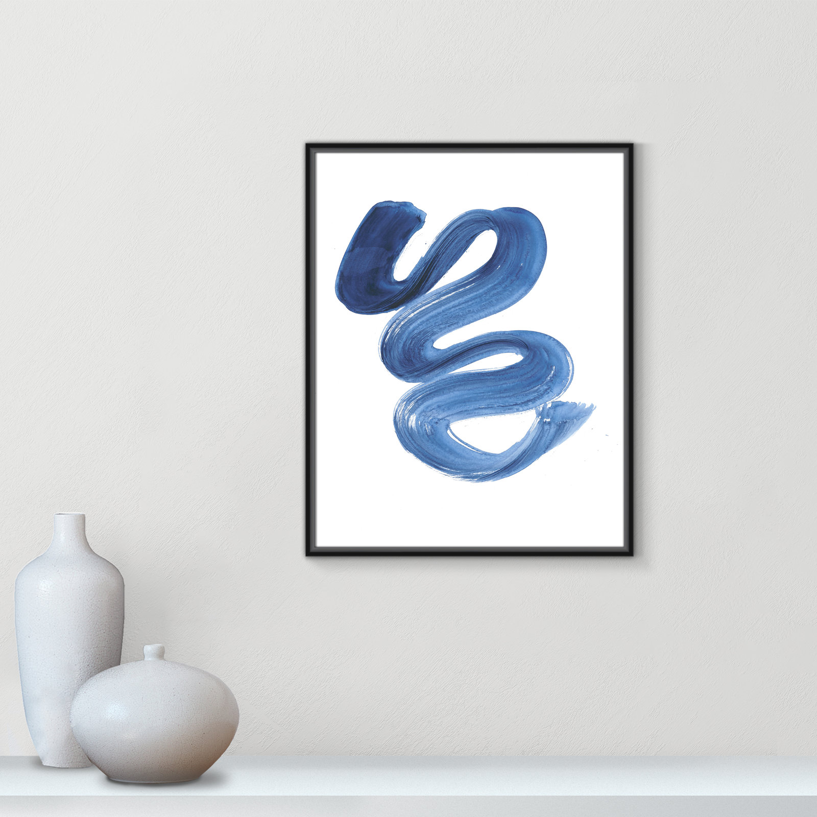 Slinky Indigo II by Filippo Ioco  - Painting Print, Black Framed Canvas, 29.5" H x 23.5" W x 2" D