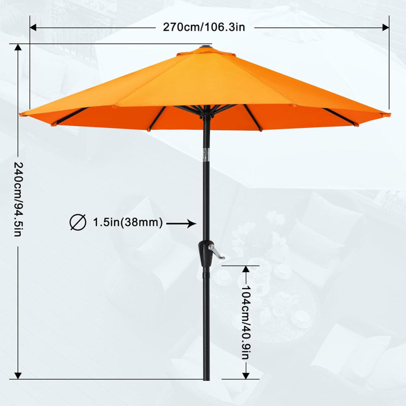 Parasol de marché avec manivelle Lorola, Orange