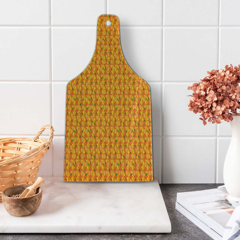 Planche à découper en verre trempé orange et jaune Ambesonne