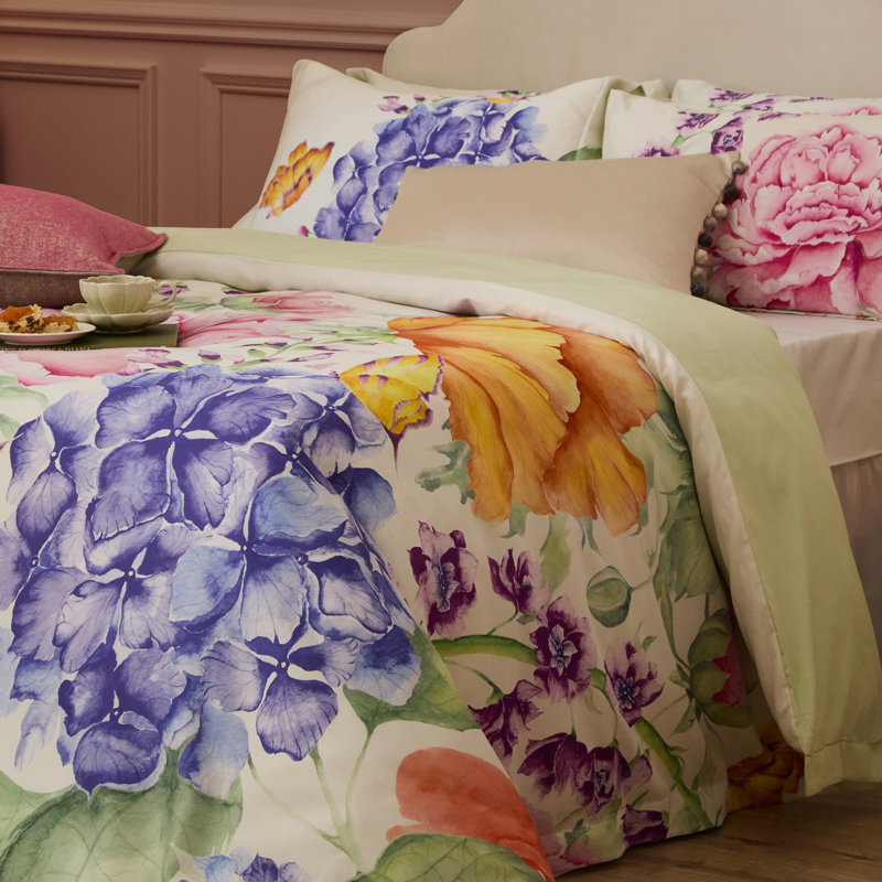 Idalia Cotton Floral Duvet Cover Set with Pillowcases Included, Super King Duvet Cover + 2 Standard Pillowcases