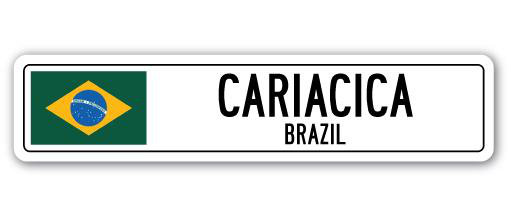 Plaque de rue en aluminium Boligee Cariacica, drapeau du Brésil, H 8 po x l 36 po x P 1 po