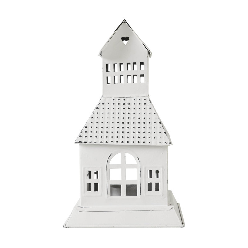 Porte-bougie en métal Festive Finds, Blanc antique