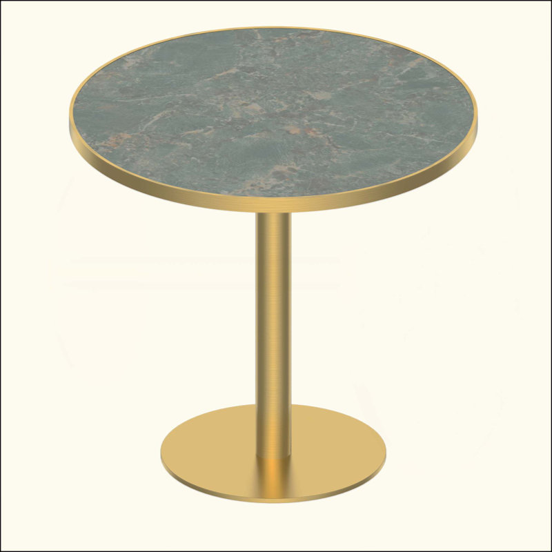 Table de salle à manger ronde 31,5 po Tulip, Vert / Gris, Doré