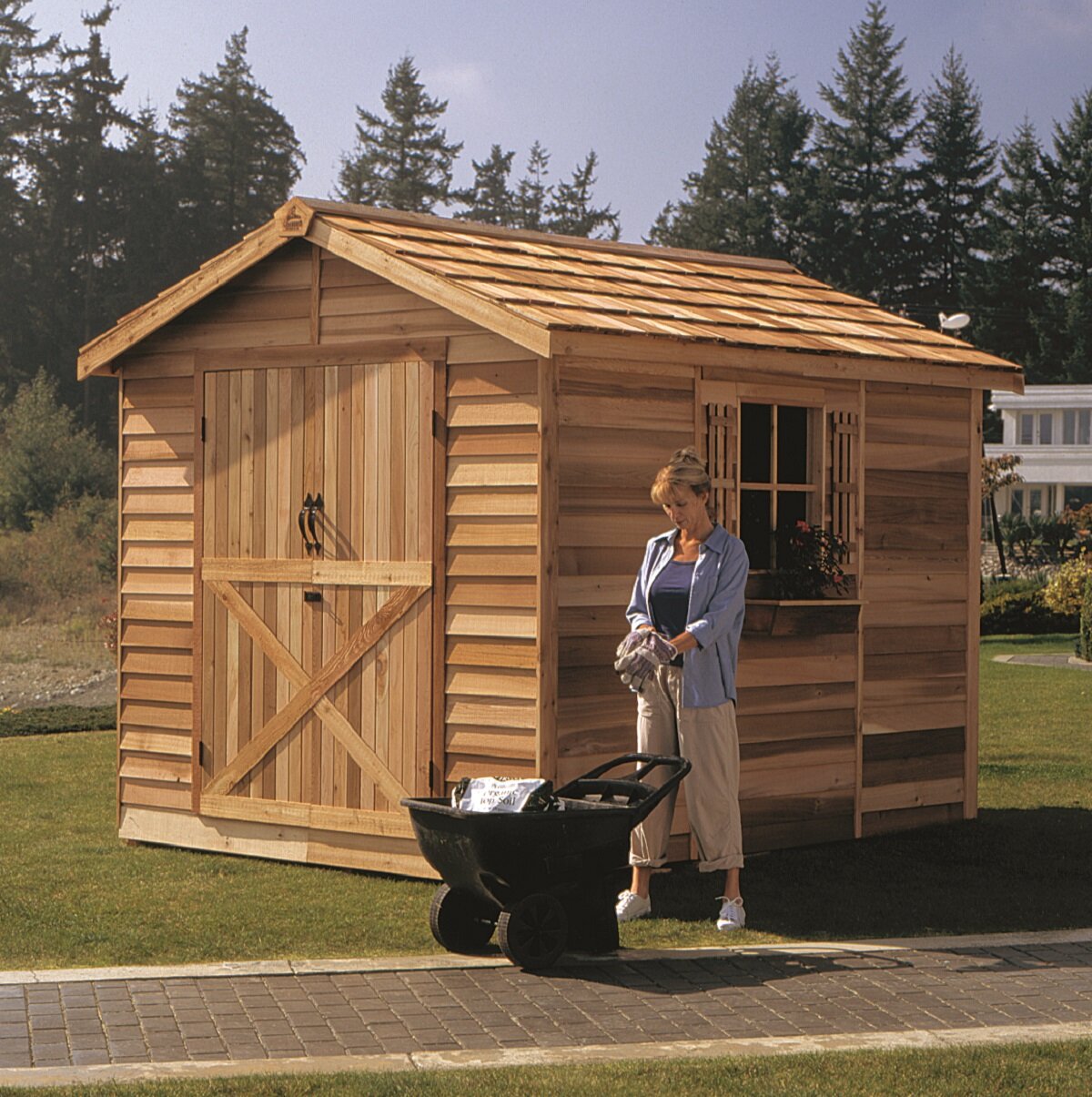 Cedarshed Rancher 8 ft. W x 10 ft. D Solid and Manufactured Wood ...