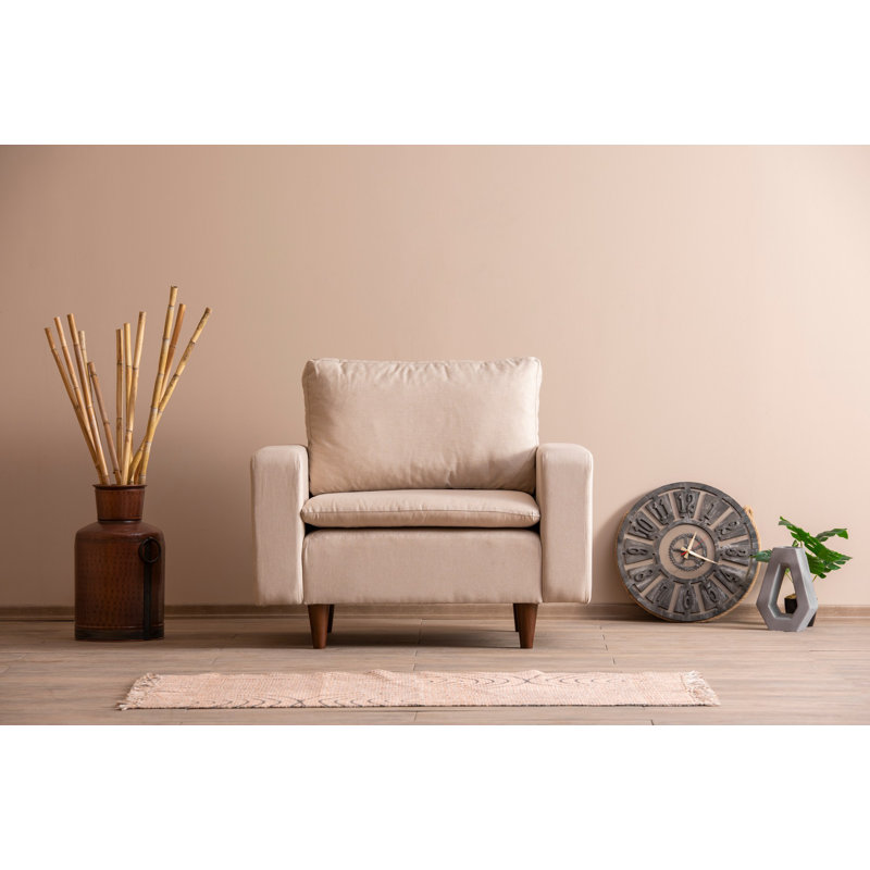 Fauteuil à oreilles, Brun, Beige