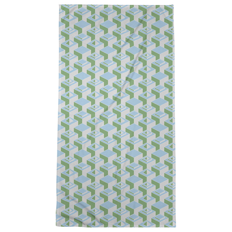 Serviette de plage classique gratte-ciels, Bleu pâle/Vert