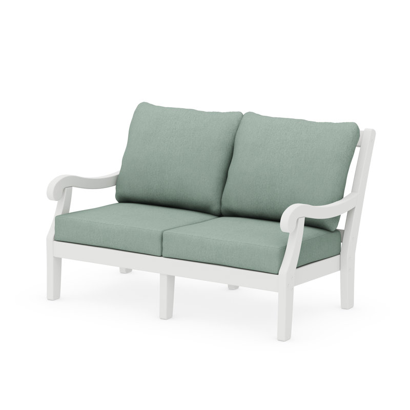 Causeuse POLYWOOD x Birch Lane Verlyn, Coussin spa glacier / structure blanche