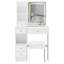 Petit meuble-lavabo de 29,2 po avec tabouret de bureau et tabouret rembourré à gauche 29,5 po, grande commande tactile, interrupteur tricolore, miroir à luminosité réglable, rangement à grande capacité, convient aux petits espaces-58747662