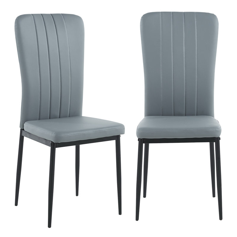 Mose 46cm H Upholstered Metal Upholstered Back Parsons Chair in Grey