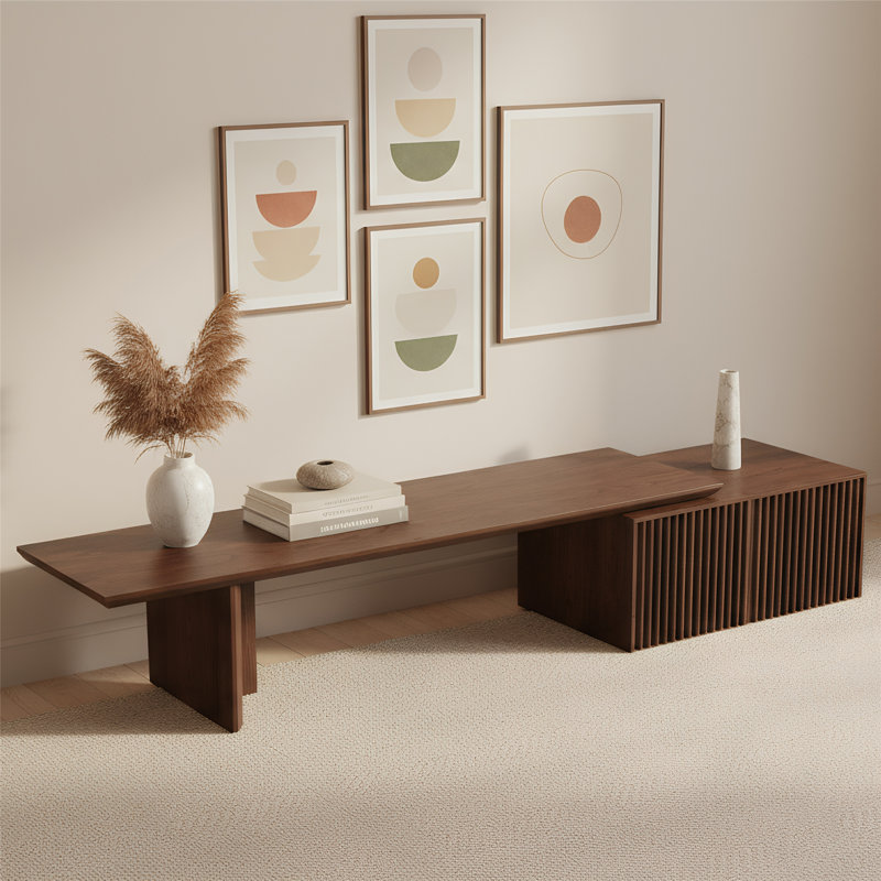 78.7"-110" Extendable Tv Stand With Storage, Modern Entertainment Center For 55+ Inch Tv, Media Console For Living Room - Walnut