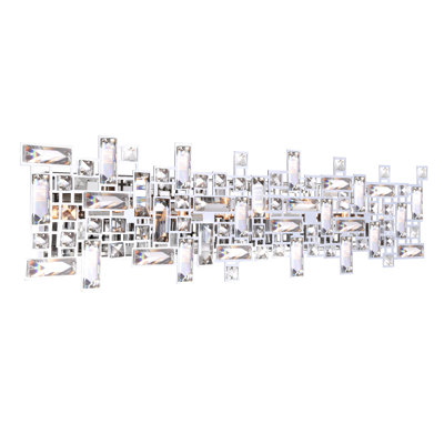 Éclairage pour meuble-lavabo chromé 30 po pour salle de bain, salon - applique horizontale 8 lumières avec base G9 - Compatible avec DEL, panneaux de cristal superposés - Certifié BACL