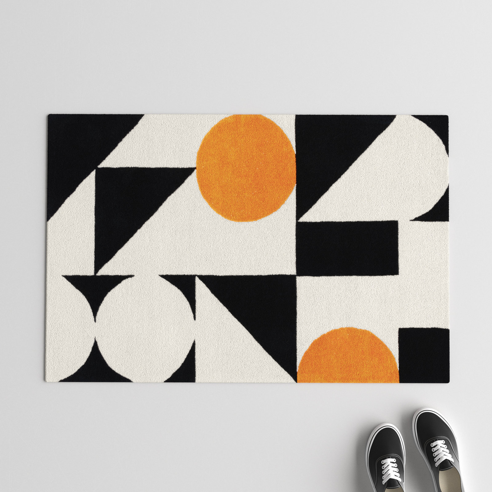 Felipe Rust Black Hand-Woven Wool Geometric Rug, Rectangle 2' x 3'