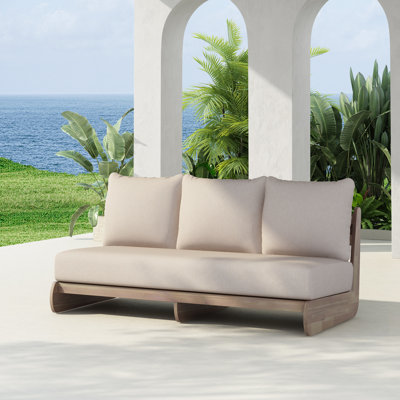 Judd Patio Acacia Wood 3-Seater Sofa With Cushions by Laurel Foundry Modern Farmhouse