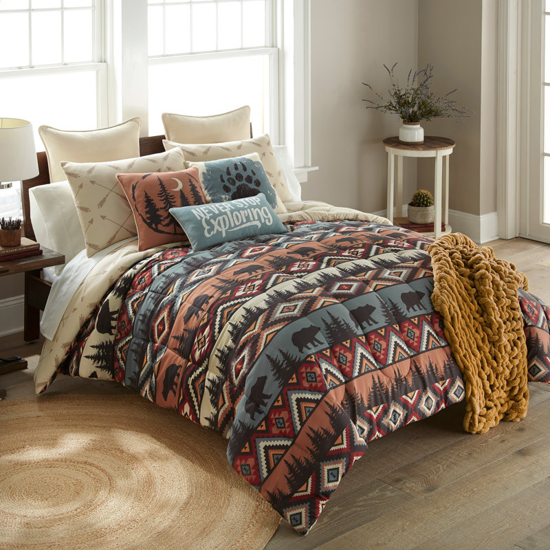 Your Lifestyle by Donna Sharp Bear Totem 3PC Queen Rustic Comforter Set, Queen Comforter + 2 Standard Pillowcases