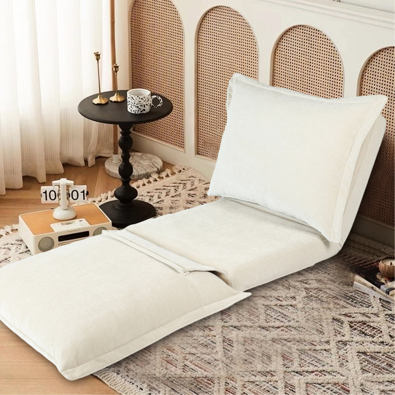 - Canapé-lit de style avec coussins, siège réglable et moelleux, mousse à haute densité peu encombrante pour fauteuil, revêtement en chenille, structure en métal