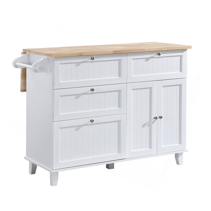 Farmhouse Kitchen Island Set with Drop Leaf and 2 Seatings,Dining Table Set with Storage Cabinet, Drawers and Towel Rack