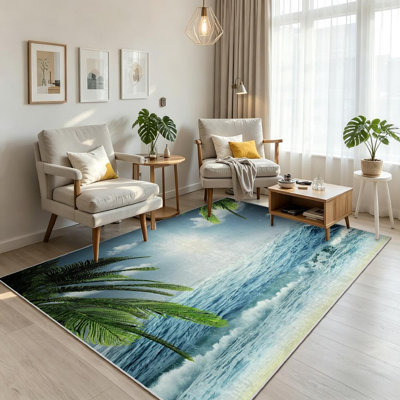 Lavable à la machine transparent, beau voyage d'été en mer avec tapis d'intérieur