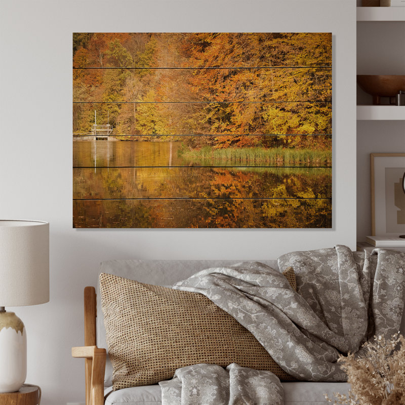 «Lake In Sunset Rays - Lake House, œuvre d'art sur toile, Cadre photo noir, H 8 po x l 12 po x P 1 po