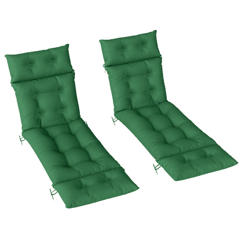 Outsunny Sun Lounger Cushions Only Set of 2, 190 x 56 x 10 cm, Green
