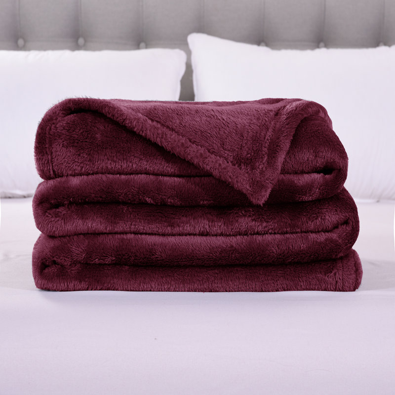 Couverture polaire douce et moelleuse multi-usages pour canapé-lit très grand / très grand, Grand, Bourgogne