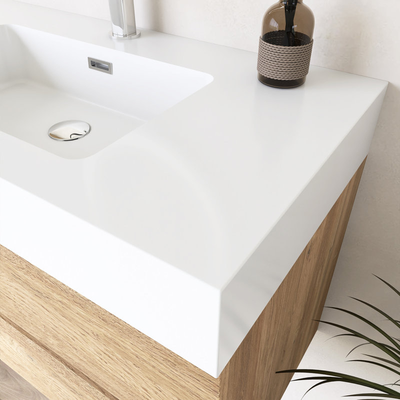 Meuble-lavabo mural 36 po avec lavabo à surface solide intégré, 36"