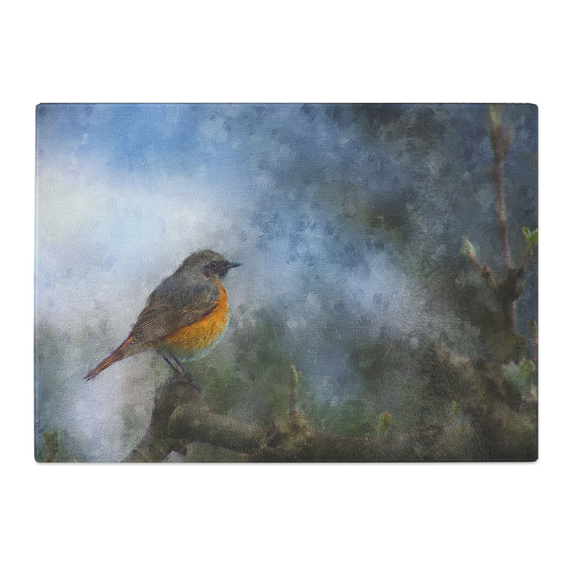 Common Redstart Bird Painting Chopping Board, 0.4cm H x 20cm W x 28.5cm L