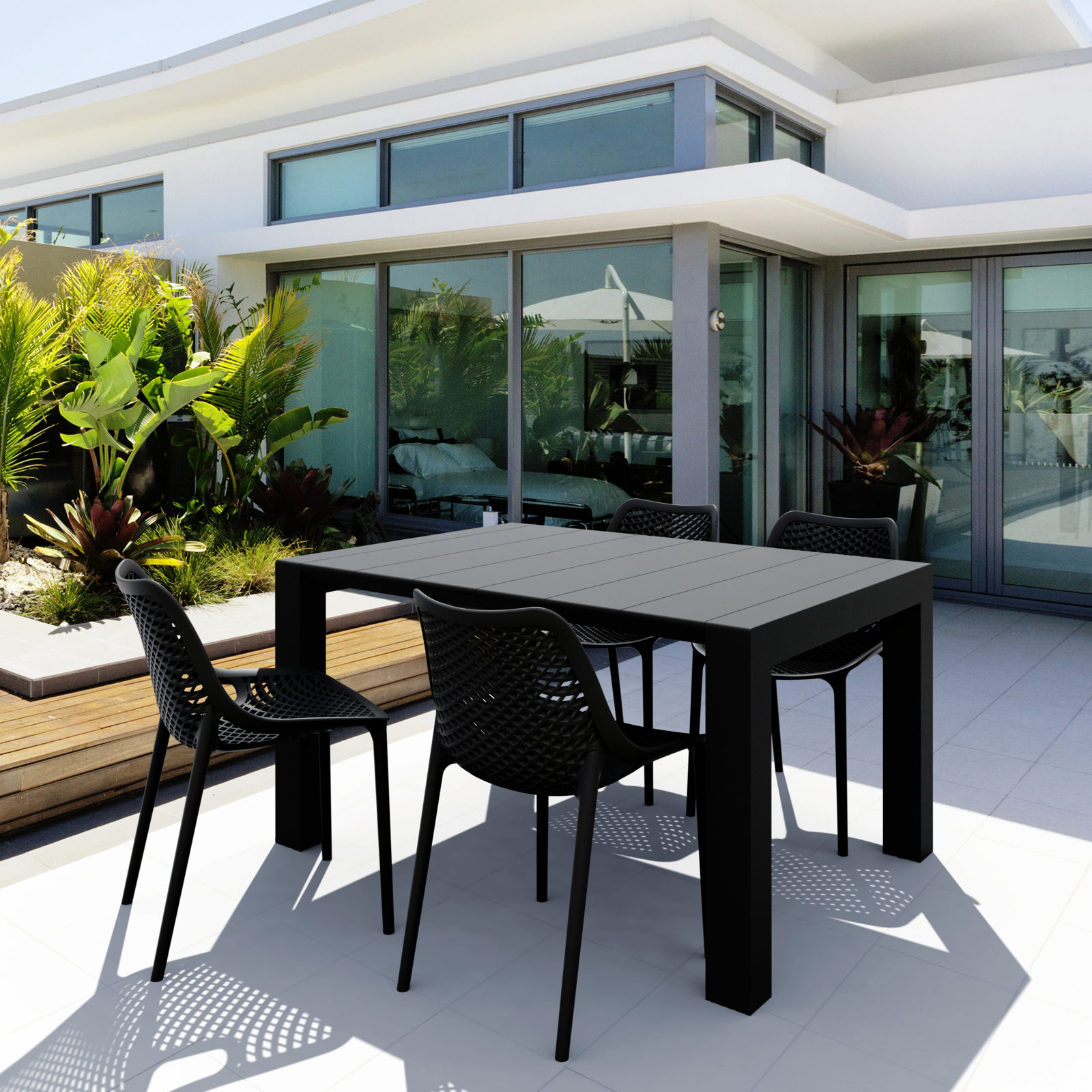 Asherton 39" Patio Dining Set, Black