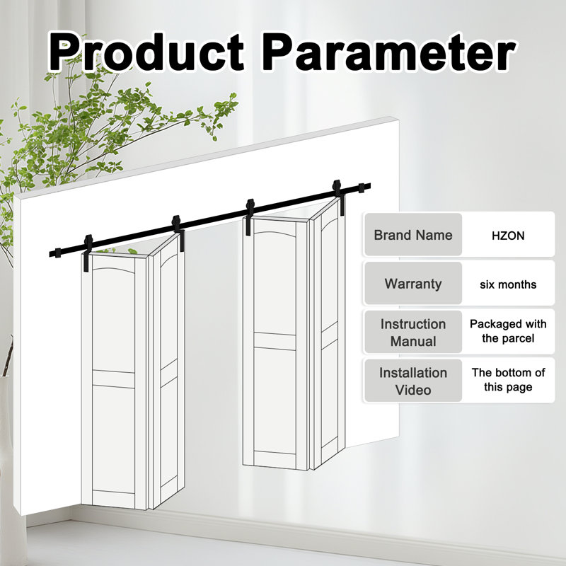 Double porte de grange pliante double avec trousse de quincaillerie d'installation, 96 po x 84 po