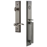 Fifth Avenue Handleset with Deadbolt and Bellagio Door Lever and Rosette